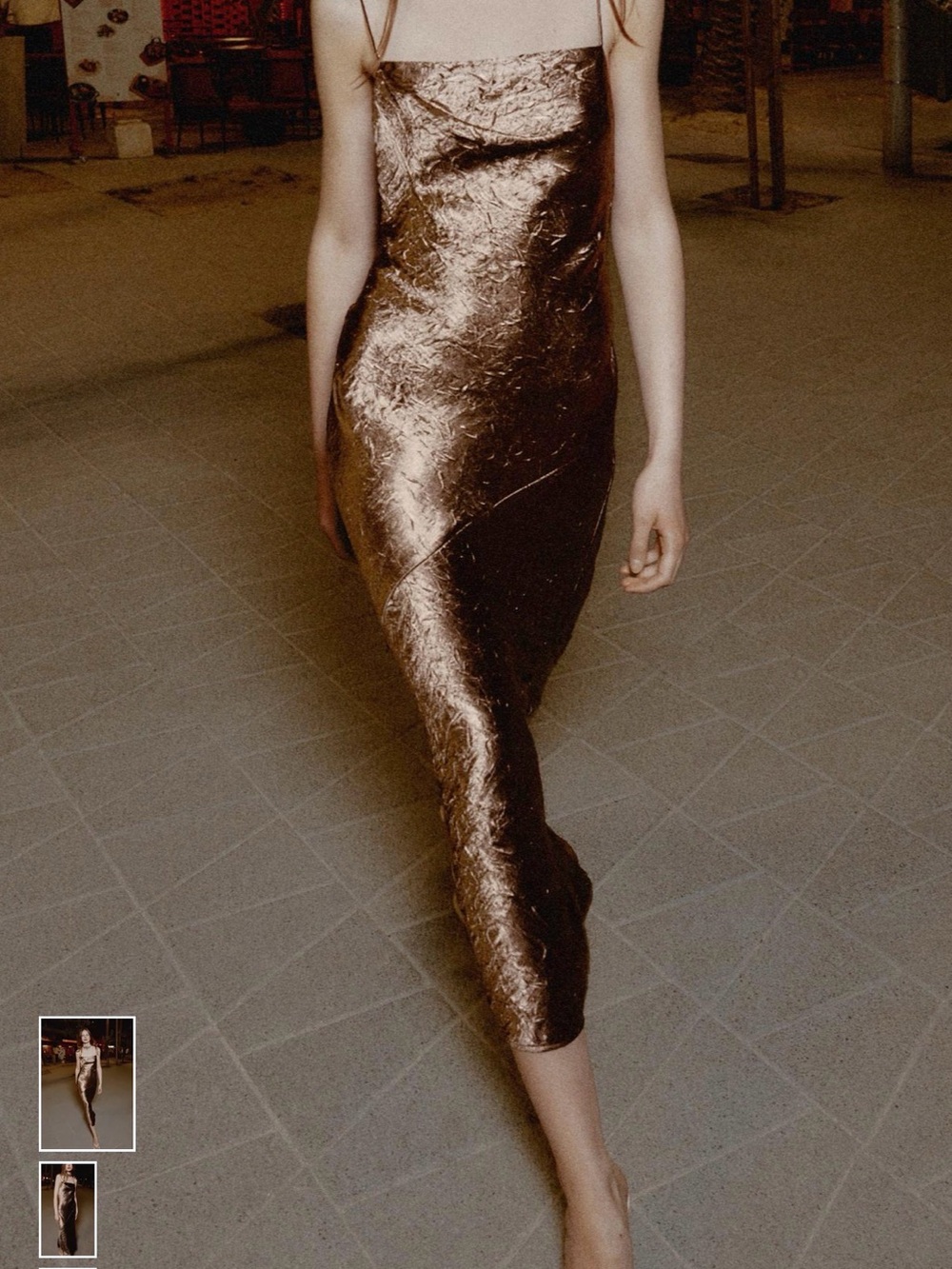 Zara Shimmery Bronze Slip Maxi Dress